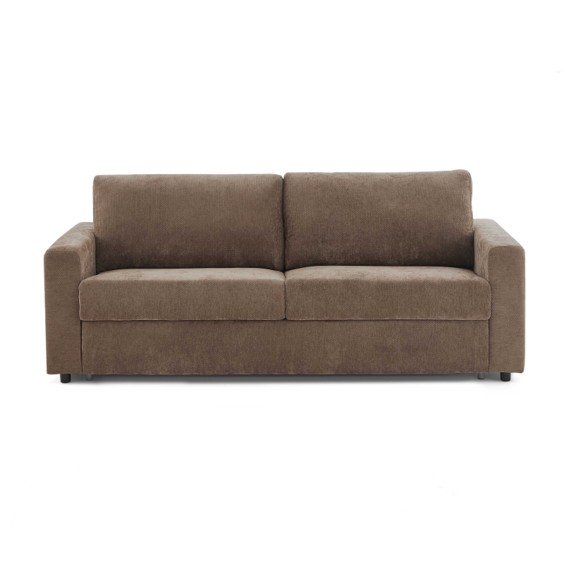 Canapé droit convertible express SOCCA 3-4 places tissu marron