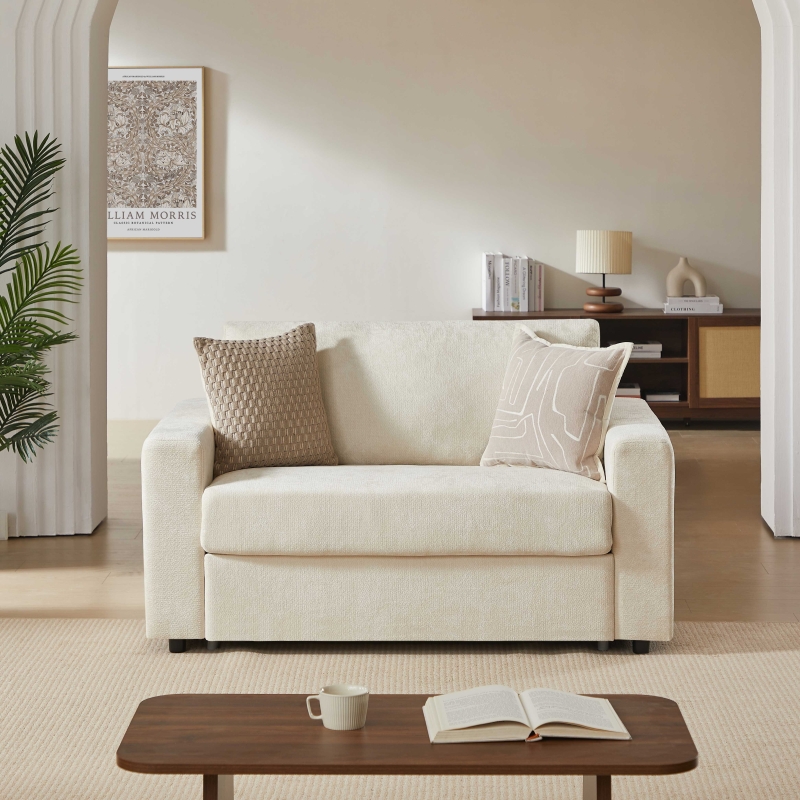 Canapé droit convertible express SOCCA 2 places tissu beige