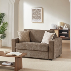 Canapé droit convertible express SOCCA 2 places tissu marron