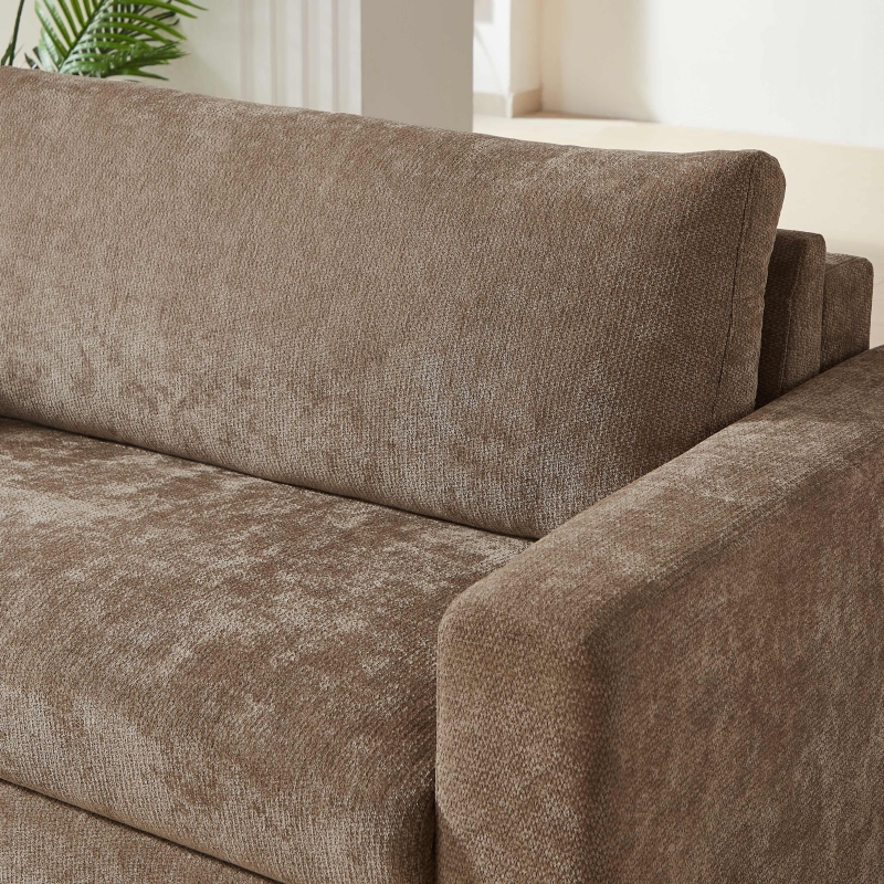 Canapé droit convertible express SOCCA 2 places tissu marron