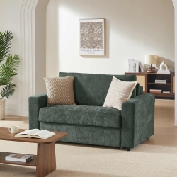 Canapé droit convertible express SOCCA 2 places tissu vert