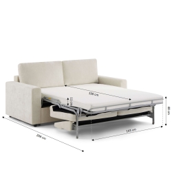 Canapé droit convertible express SOCCA 3 places tissu beige