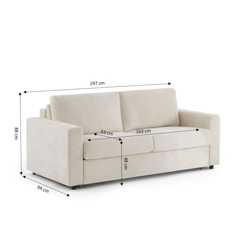 Canapé droit convertible express SOCCA 3 places tissu beige