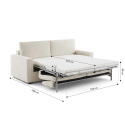 Canapé droit convertible express SOCCA 3-4 places tissu beige