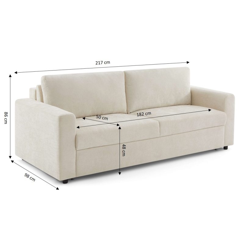 Canapé droit convertible express SOCCA 3-4 places tissu beige