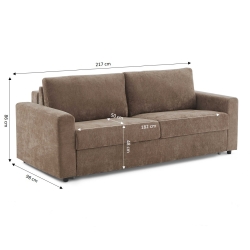 Canapé droit convertible express SOCCA 3-4 places tissu marron
