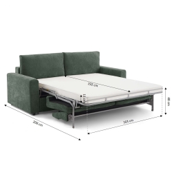 Canapé droit convertible express SOCCA 3-4 places tissu vert