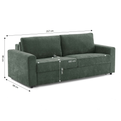 Canapé droit convertible express SOCCA 3-4 places tissu vert