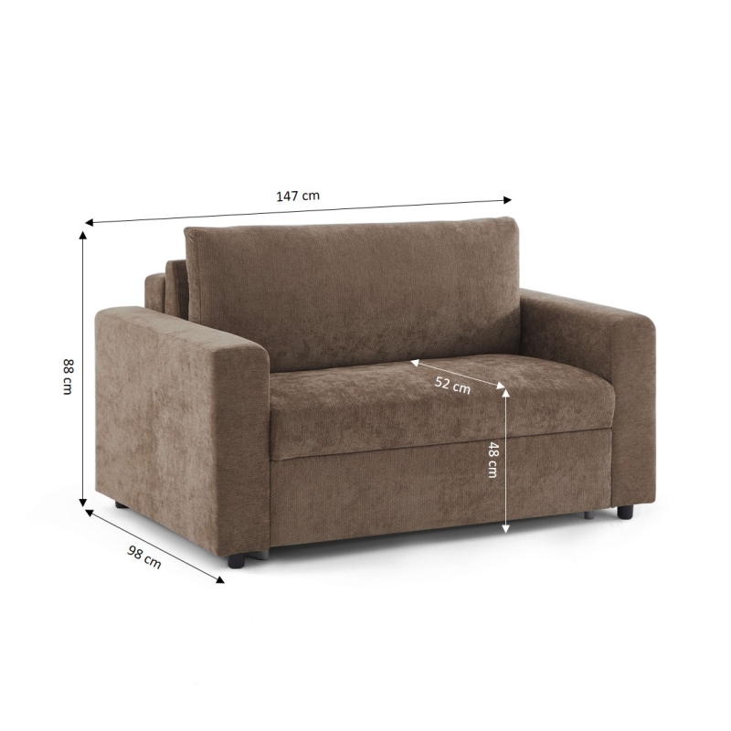 Canapé droit convertible express SOCCA 2 places tissu marron