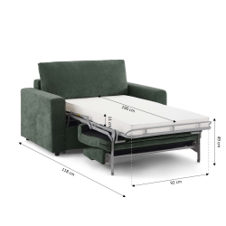 Canapé droit convertible express SOCCA 2 places tissu vert