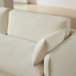 Canapé droit fixe déhoussable JATOBA 3 places tissu beige