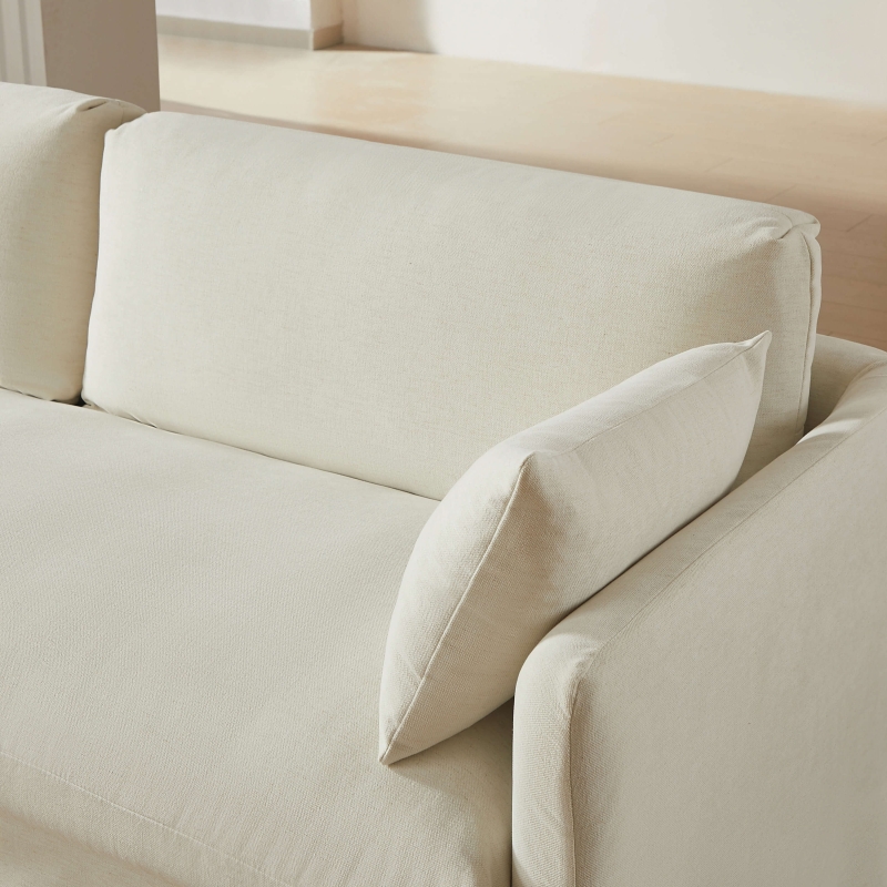 Canapé droit fixe déhoussable JATOBA 3 places tissu beige