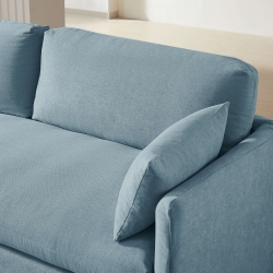 Canapé droit fixe déhoussable JATOBA 3 places tissu bleu