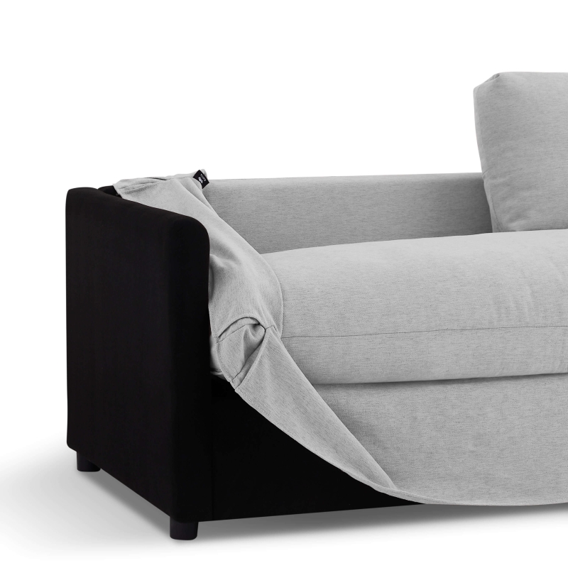 Canapé droit fixe déhoussable JATOBA 3 places tissu gris