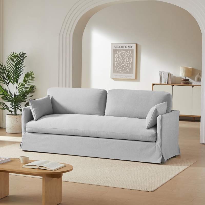 Canapé droit fixe déhoussable JATOBA 3 places tissu gris