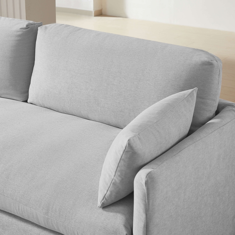 Canapé droit fixe déhoussable JATOBA 3 places tissu gris