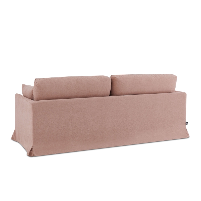 Canapé droit fixe déhoussable JATOBA 3 places tissu rose