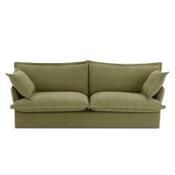 Canapé droit fixe déhoussable IROKO 3 places tissu vert