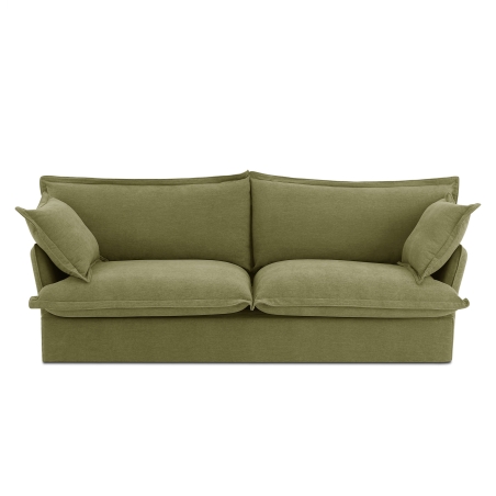 Canapé droit fixe IROKO 3 places tissu vert