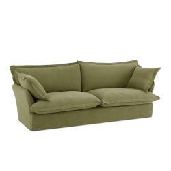 Canapé droit fixe déhoussable IROKO 3 places tissu vert