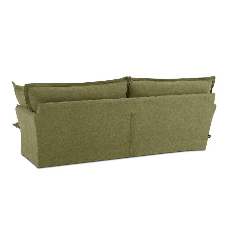Canapé droit fixe déhoussable IROKO 3 places tissu vert