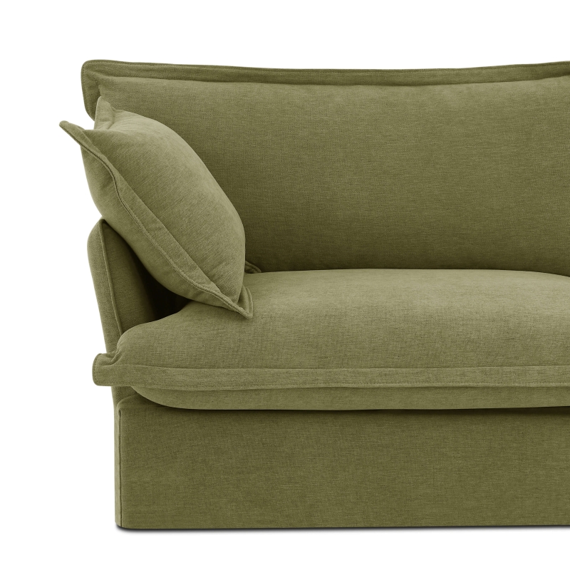 Canapé droit fixe déhoussable IROKO 3 places tissu vert