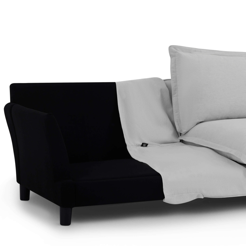 Canapé droit fixe déhoussable IROKO 3 places tissu gris