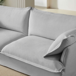 Canapé droit fixe déhoussable IROKO 3 places tissu gris