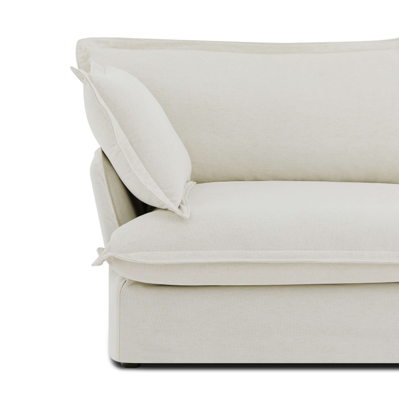 Canapé droit fixe déhoussable IROKO 3 places tissu beige