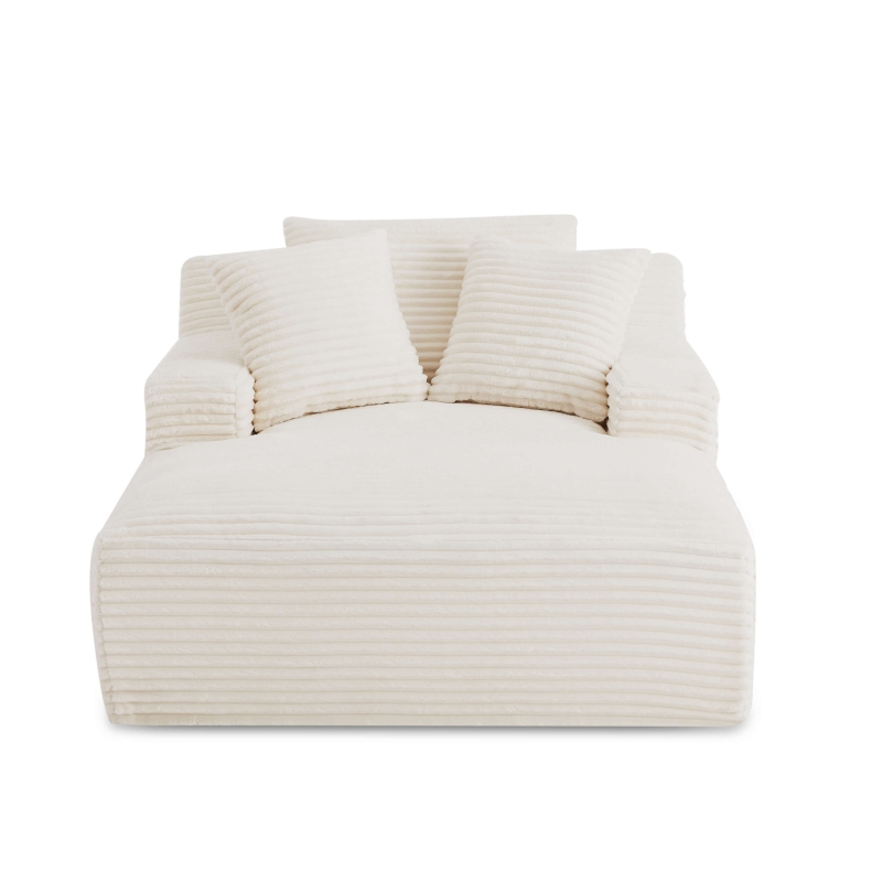 Canapé droit profond fixe et compressé KENEDY 1 place velours côtelé beige