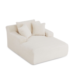 Canapé droit profond fixe et compressé KENEDY 1 place velours côtelé beige