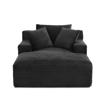 Canapé droit profond fixe et compressé KENEDY 1 place velours côtelé gris