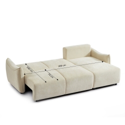 Canapé d'angle convertible et réversible 4 places OPALINE tissu beige
