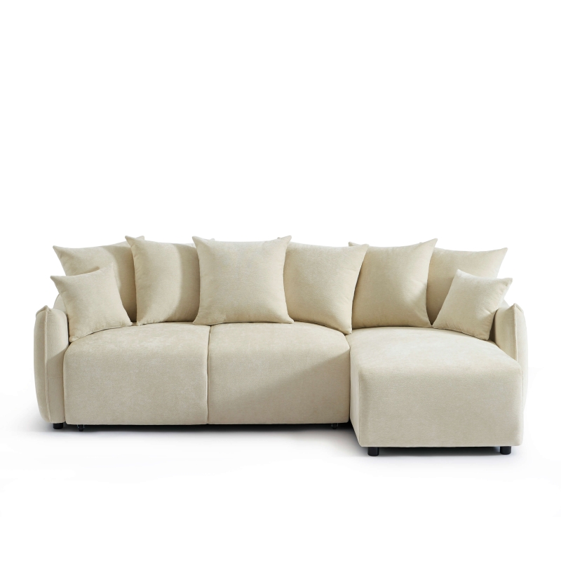 Canapé d'angle convertible et réversible 4 places OPALINE tissu beige