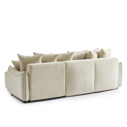 Canapé d'angle convertible et réversible 4 places OPALINE tissu beige