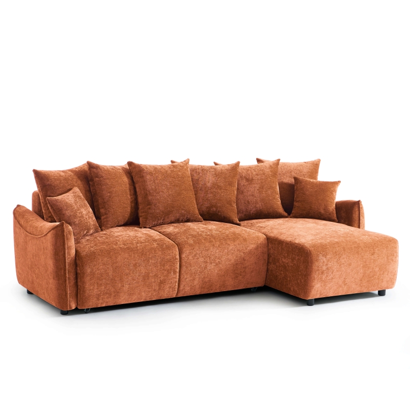 Canapé d'angle convertible et réversible 4 places OPALINE tissu terracotta