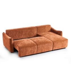 Canapé d'angle convertible et réversible 4 places OPALINE tissu terracotta