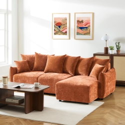 Canapé d'angle convertible et réversible 4 places OPALINE tissu terracotta