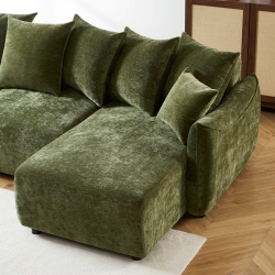 Canapé d'angle convertible et réversible 4 places OPALINE tissu vert