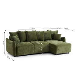 Canapé d'angle convertible et réversible 4 places OPALINE tissu vert