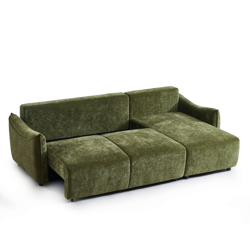 Canapé d'angle convertible et réversible 4 places OPALINE tissu vert