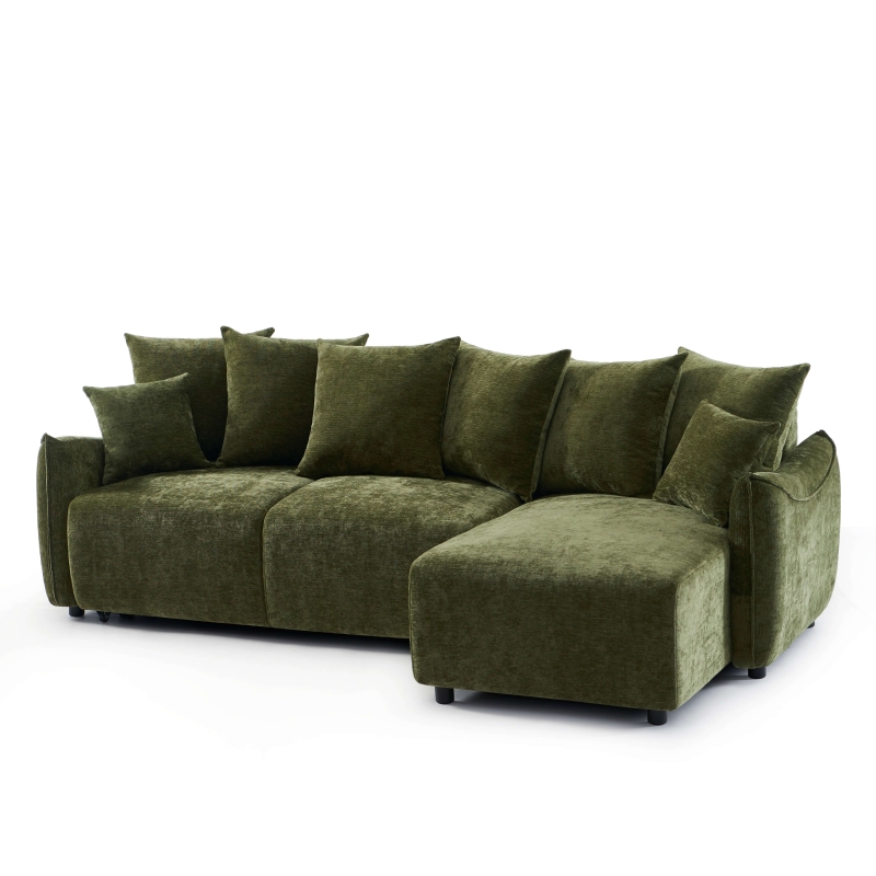 Canapé d'angle convertible et réversible 4 places OPALINE tissu vert