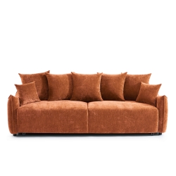 Canapé droit convertible OPALINE 3 places tissu terracotta