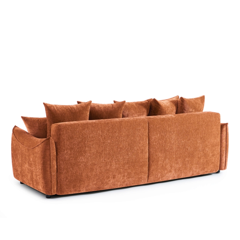 Canapé droit convertible OPALINE 3 places tissu terracotta