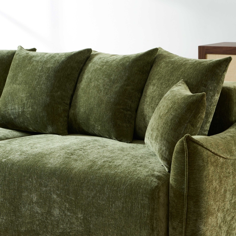 Canapé droit convertible OPALINE 3 places tissu vert