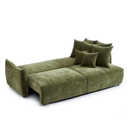 Canapé droit convertible OPALINE 3 places tissu vert