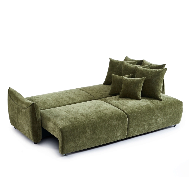 Canapé droit convertible OPALINE 3 places tissu vert