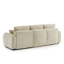 Canapé d'angle convertible et réversible LIVIO 4 places tissu beige