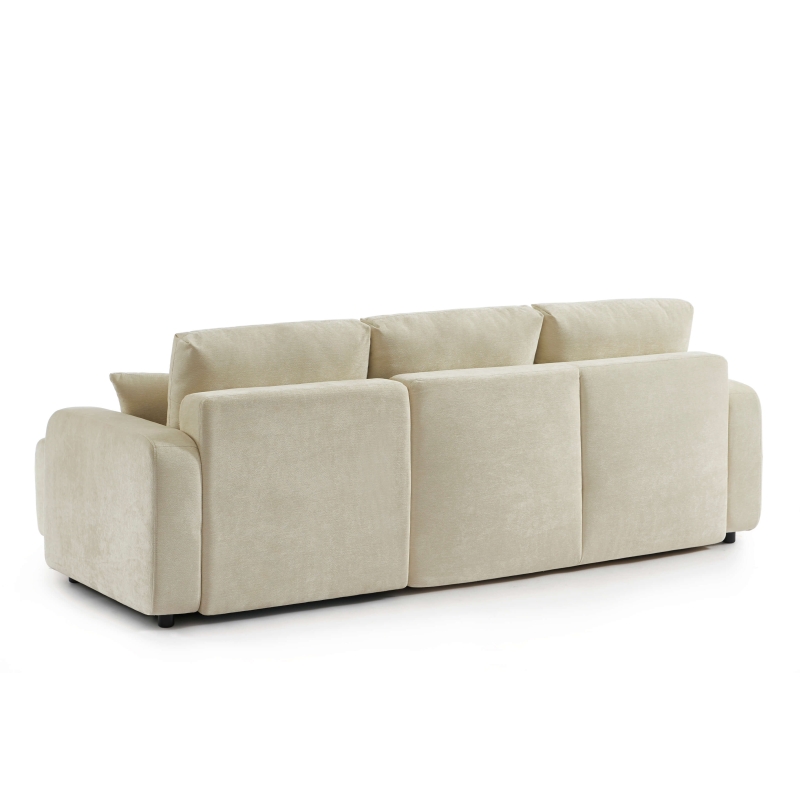 Canapé d'angle convertible et réversible LIVIO 4 places tissu beige