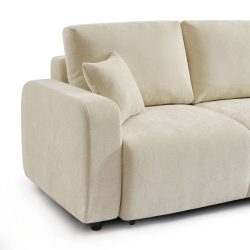 Canapé d'angle convertible et réversible LIVIO 4 places tissu beige